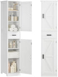 TEENFON 67 Tall Bathroom Cabinet with 6 Shelves & 1 Drawer, Narrow Storage Cabinet with Adjustable Shelves, Silm Cabinet for Living Room, Kitchen, White by WEENFON
