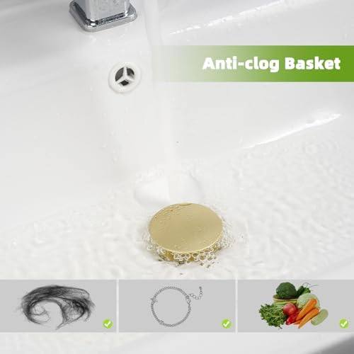 Universal Bathroom Sink Drain Stopper Strainer, 2PCS, Brushed Gold - Image 5