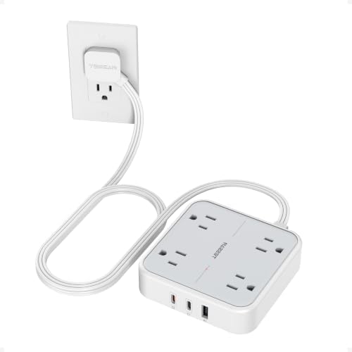 TESSAN Surge Protector Flat Extension Cord 5Ft, Flat Plug Power Strip by TESSAN