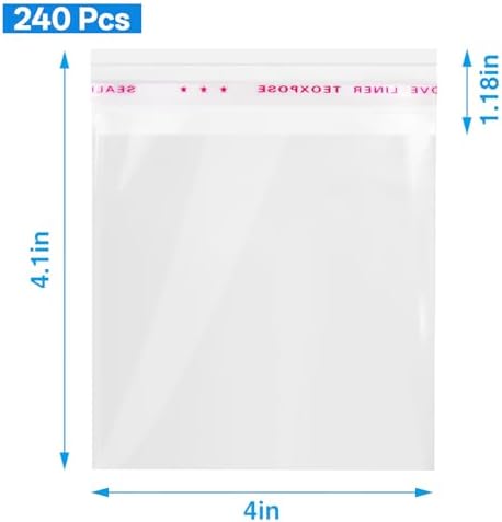 240Pcs 4 x 4 Inch Clear Self Sealing Cellophane Bags, 2 Mil - Image 2