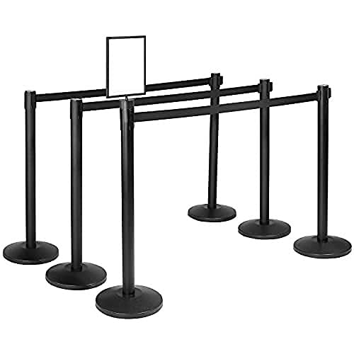 Qbuster Black Stanchions with Retractable Belts, Crowd Control Safety Barrier by Qbuster