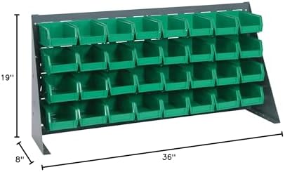 Quantum Storage Systems QBR-3619-230-18GN Ultra Bin Complete Bench Rack Package with 18 Ultra Bins, 36" x 8" x 19" , Green - Image 2