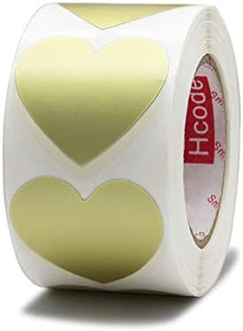 Hcode 1.5'' Color Coding Dot Labels Metalic Gold Love Heart Shape Natural Paper Adhesive Label 500 Stickers per Roll (Heart, Metallic Gold) by Hcode