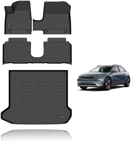 KELCSEECS Floor Mats & Cargo Liner Custom for Hyundai Ioniq 5 2025 2026 Movable Center Console (Sliding Center Console) All Weather Car Mat TPE Floor Liners Ioniq 5 Accessories Trunk Mat by KELCSEECS