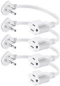 Flat Plug 1Ft Short Extension Cord, White 90-Degree Plug Low Profile Power Adapter, 3-Prong Indoor Grounded Small Extension Cord 16AWG 13A 1625W 4 Pack by LitStar