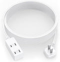 Flat Plug Extension Cord 12Ft White - 2-Prong Power Strip with 3 Polarized Outlets & Tamper Guard, 16/2 AWG 13A/1625W by LitStar