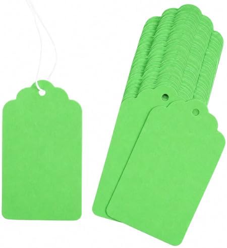 joycraft 200Pcs Gift Tags with String Attached, 2.8x1.6 in Green Price Tags by joycraft