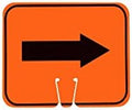 Cortina ABS Plastic Traffic Cone Sign, "Reversible Arrow" 03-550-2WA, 12.75" Width x 10.375" Height, Orange on Black by Cortina+Safety+Products