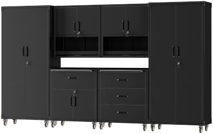 6-Piece Garage Storage Cabinets System Heavy Duty Workshop Set by FLIXELIO