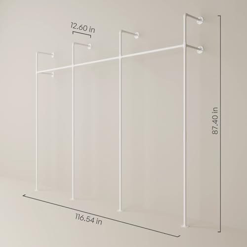 pamo White Clothing Rack Wall Mounted – 117" W × 87" H, 750 lbs - Image 2