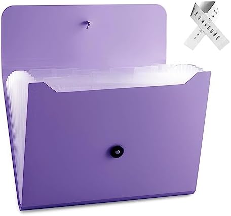 Expanding File Folder File Organizer with 13 Pockets Accordion Filing Folder Aesthetic Paper Organizer for Work, School, Home, Office, Deep Purple by Nicfaec