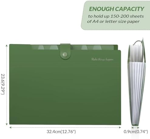 SKYDUE Expanding File Folders with 8 Pockets, Accordion File Organizer with Labels, Portable Paper Bill Receipt Organizer, Letter Size, Home School Office Supplies, Olive Green - Image 6