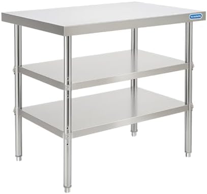 KUARBARR Stainless Steel Table Commercial Stainless Steel Prep Table 18 x 30 Inch, NSF Metal Commercial SS Kitchen Prep Worktable for Restaurant Kitchen Garage Warehouse by KUARBARR
