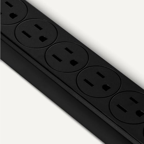 Amazon Basics Rectangle 6-Outlet Surge Protector Power Strip with Circuit Breaker, 600 Joule, 2ft Cord, Black, 2-Pack - Image 3