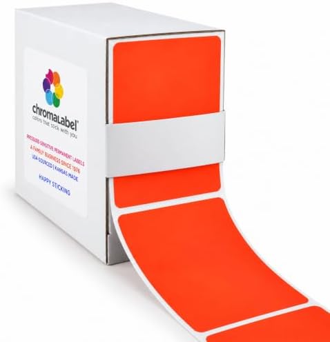ChromaLabel Fluorescent Red Rectangle Labels, 2 x 3 Inch Writable, 250/Box by ChromaLabel