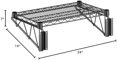 14" x 24" Wire Black Epoxy Wall Mount Shelf, Commercial Fixed Wall Mount Rack, NSF, Metal Floating Shelving for Kitchen, Stock Rooms, Home and Hotel - Image 3