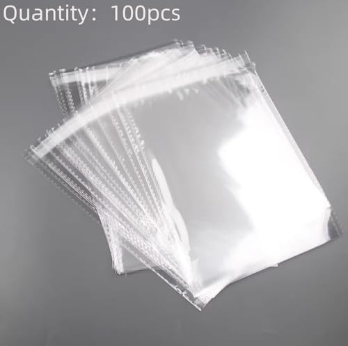100 Pieces (9x12 Inch) Clear Plastic Bags for Packaging, Clothing & T-Shirts Strong Packing Self Adhesive Cellophane Bag - Image 2