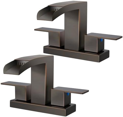 Cobbe Waterfall Bathroom Faucet, Bronze 4 Inch Centerset 3 Hole, 2 Pack by Cobbe