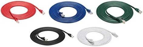 Amazon Basics 10Gbps High-Speed Cat6 Ethernet Network Patch Cable, RJ45, Gold-Plated Connectors, Snagless, 10 Foot, 5-Pack Multicolor by AmazonBasics