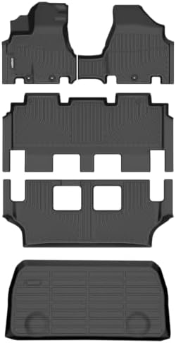 GINOWY-Floor Mats & Cargo Liner for 2011-2017 Honda Odyssey 7/8 Passenger, All Weather Car Floor Mat Custom Fit for Honda Odyssey Accessories Rubber Mats Cargo Liners Trunk Mat by GINOWY