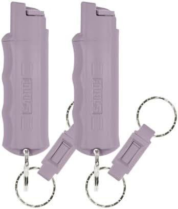 Sabre Pepper Spray with Quick Release Keychain for Self Defense – Maximum Police Strength OC Spray with UV Marking Dye, Twist Lock Safety, Finger Grip, 10‑Second Spray, 14‑ft Range, Made in USA by SABRE
