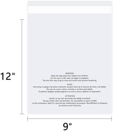 9" x 12" (200 Count) Clear Poly Bags with Suffocation Warning - Image 2