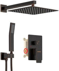 KOJOX Oil Rubbed Bronze Shower System with High Pressure 10 Inch Rainfall Shower Head, Handheld Shower head and Shower Faucet Trim valve, Bathroom Luxury Rain Mixer Shower Set Wall Mounted by KOJOXSANITARY