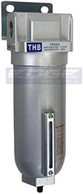 HEAVY DUTY INDUSTRIAL RATED HIGH FLOW PARTICULATE FILTER, IN-LINE WATER TRAP FOR COMPRESSED AIR LINE SYSTEMS, 5 MICRON WITH METAL BOWL AND AUTO DRAIN (3/4" NPT, 11oz) by THB