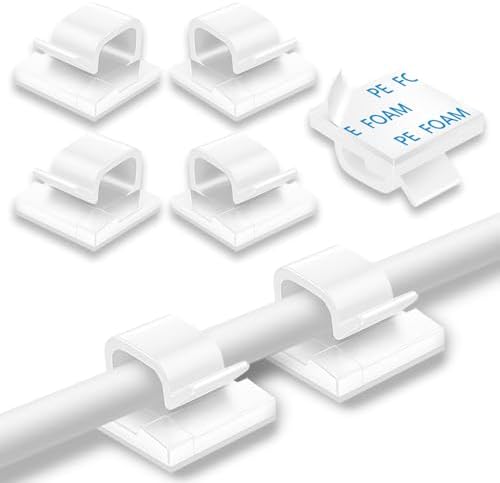 200 Pcs Cable Clips, Adhesive Cable Organizer Cord Holder Wire Clip Wire Management Self Adhesive Hooks Wire Holder for Office, Home(White, 200PCS) by suoundey