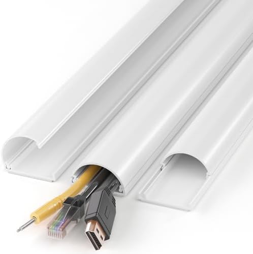 ZhiYo 42.5in Cord Hider for 2-4 Wall-Mounted TV Wires, 1.4"W x 0.7"H, White by ZhiYo