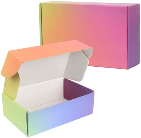 6x4x2 Small Shipping Boxes for Small Business, 30 Pack Colorful Cardboard Boxes for Shipping Mailing by OUGEBOX