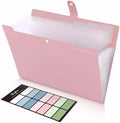 SKYDUE 8 Pockets Expanding File Folders, Accordion Folders, Portable Paper Bill Receipt Organizer, Letter Size, Home College School Office Supplies, Pink by SKYDUE
