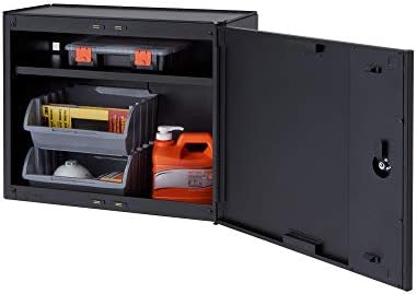 Trinity 24 Inch Garage Wall Storage Cabinet, 22 Gauge Steel, Wall-Mount, Adjustable Shelf and Reversible Door for Tools, Cleaning Supplies, and More, Black - Image 5