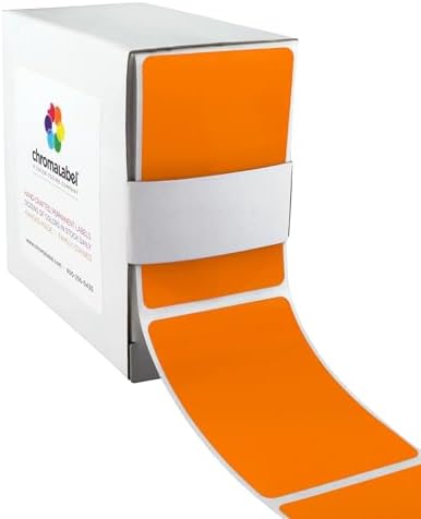 ChromaLabel 2 x 3 Inch Orange Rectangle Labels, Writable, 250/Box by ChromaLabel