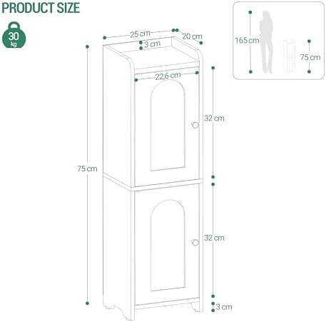 Hzuaneri Bathroom Storage Cabinet, Small Corner Floor Cabinet with 2 Doors - Image 2