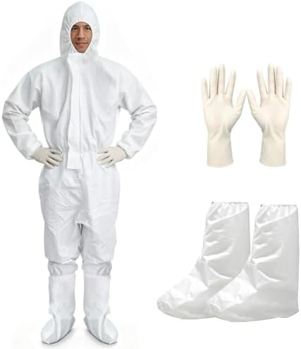 Disposable Hazmat Suit,with Hood & Boot Covers by Unknown
