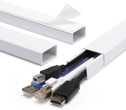 ZhiYo 45" Cord Covers for Wires on Wall, White Cord Hider, 1.2" W x 0.7" H by ZhiYo