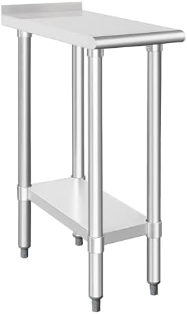 HARDURA Stainless Steel Commercial Work Table 24×12 Inches 2" Backsplash by HARDURA