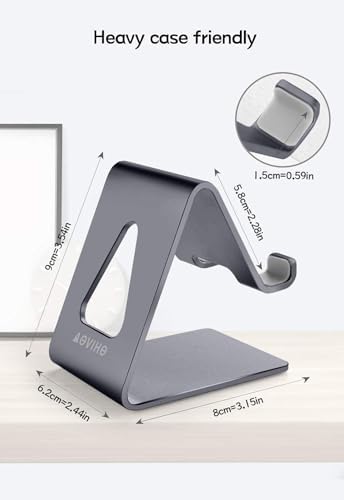 Aoviho Cell Phone Stand Desk Phone Holder - Aluminum Mobile Phone Cradle Dock for iPhone 15 14 13 12 pro 11 X Xs max 8 7 6 6s Plus SE 5 Samsung All Smart Phones, Dark Gray - Image 6