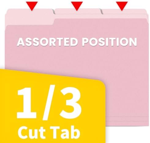 SUNEE File Folders, 30 Pack Manilla Folders 8.5 x 11, Colored File Folders Home Office School Supplies for Documents Files Paper, Pink - Image 3