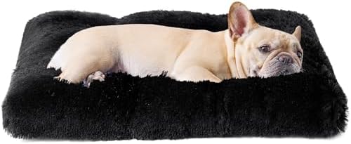 EHEYCIGA Fluffy Dog Crate Bed for Medium Dogs, Plush Crate Pad, Black by EHEYCIGA