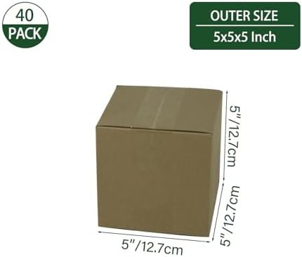 5x5x5 Inches Shipping Boxes Set of 40, Brown Corrugated Cardboard Box Literature Mailer for Packing Small Business - Image 2