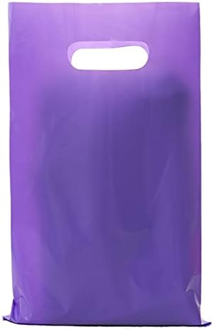 ysmile Small Purple Plastic Shoping Bag for Small Business Boutique Store Retail Die Cut Poly Bag with Handle Goodie 100 ct 5.9"x7.8" Extra Thick by ysmile