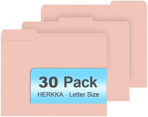 File Folder, HERKKA 30 Pack 1/3 Cut Tab File Folders, File Folders Great for Organizing and Filing, Letter Size, Pink by HERKKA