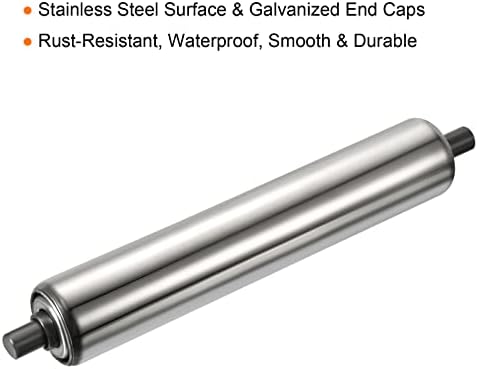 PATIKIL Conveyor Roller 1.5" Diameter 8" Length, 2 Pack Stainless Steel Gravity Transmission Replacement Part Galvanized End, Silver - Image 3