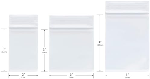Plymor 2x3, 3x3, 3x4 inch (100 Each), 4 Mil Variety Pack Zipper Bags - Image 2