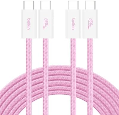 Belkin USB C to USB C 60W Braided Cable 2 Pack, 9.9ft iPhone Charger Cord by Unknown