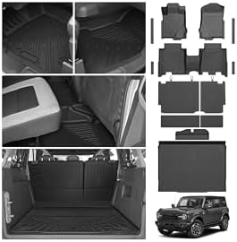 Cartist Floor Mats for Ford Bronco 4 Door 2021-2025 2026, All Weather Cargo Liner & Door Sill Guards for Bronco Accessories, Heavy Duty TPE Cargo Mats, Car Accessories by cartist