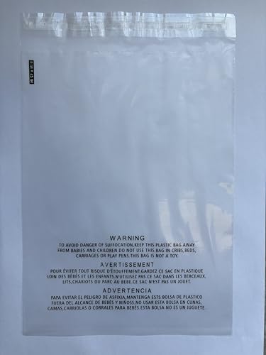 POLYSELLS 1000 Count 9x12” Clear Poly Bags with Suffocation Warning Self-Sealing Plastic Bags for Shipping, Retail Packaging, T-Shirts & Clothing - Permanent Adhesive - Image 3