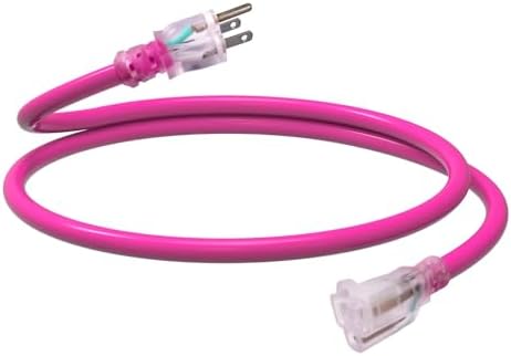 EP 3 Ft 12/3 SJTW Lighted Indoor Extension Cord, Pink by ENERGYPRO